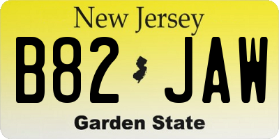 NJ license plate B82JAW