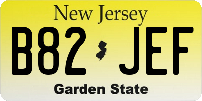 NJ license plate B82JEF