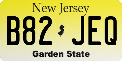 NJ license plate B82JEQ