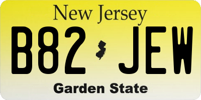 NJ license plate B82JEW