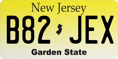 NJ license plate B82JEX