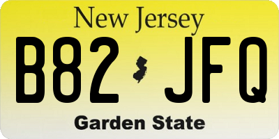 NJ license plate B82JFQ