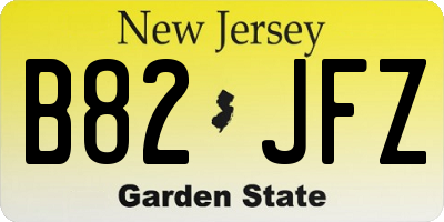 NJ license plate B82JFZ
