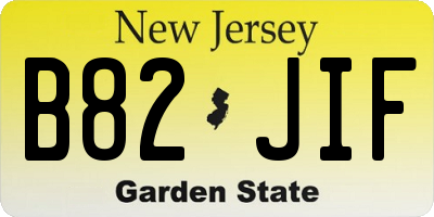 NJ license plate B82JIF