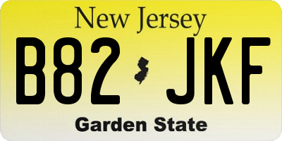 NJ license plate B82JKF
