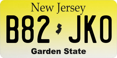 NJ license plate B82JKO