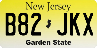 NJ license plate B82JKX