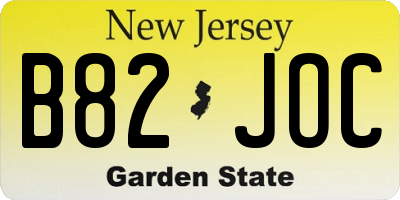 NJ license plate B82JOC