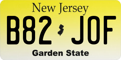 NJ license plate B82JOF