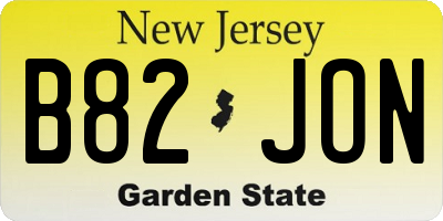 NJ license plate B82JON