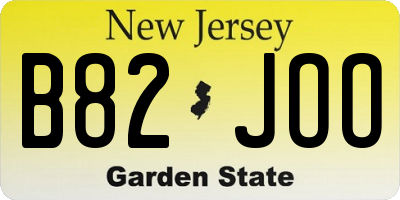 NJ license plate B82JOO