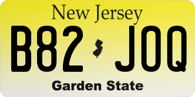 NJ license plate B82JOQ