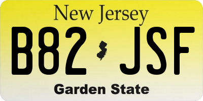 NJ license plate B82JSF