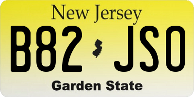 NJ license plate B82JSO