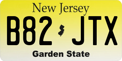 NJ license plate B82JTX