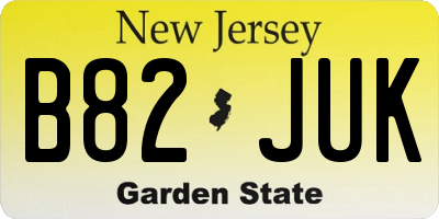 NJ license plate B82JUK