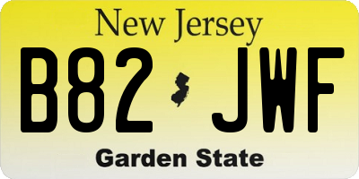 NJ license plate B82JWF