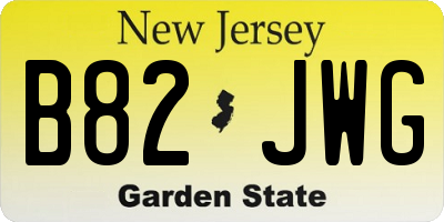 NJ license plate B82JWG