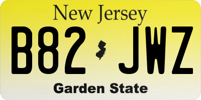 NJ license plate B82JWZ