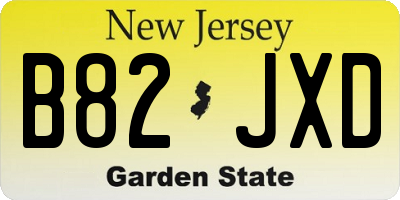 NJ license plate B82JXD