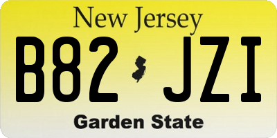 NJ license plate B82JZI
