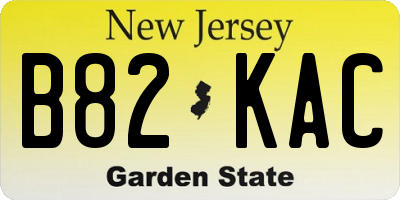 NJ license plate B82KAC