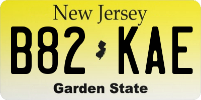 NJ license plate B82KAE