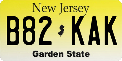 NJ license plate B82KAK