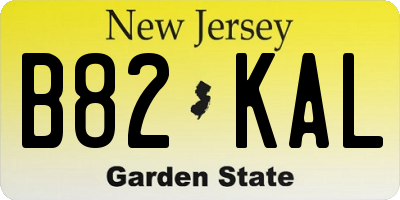 NJ license plate B82KAL