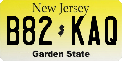 NJ license plate B82KAQ