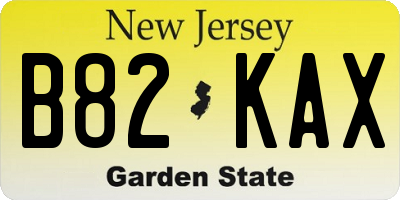 NJ license plate B82KAX