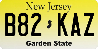 NJ license plate B82KAZ