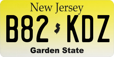 NJ license plate B82KDZ