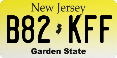 NJ license plate B82KFF