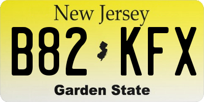 NJ license plate B82KFX