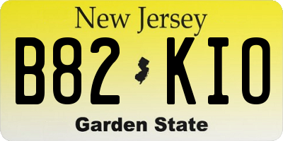 NJ license plate B82KIO