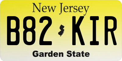 NJ license plate B82KIR