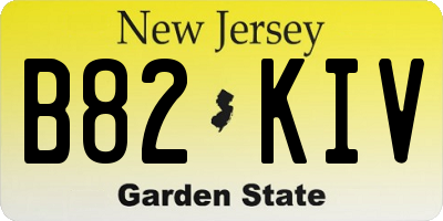 NJ license plate B82KIV