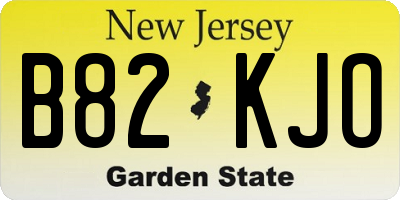 NJ license plate B82KJO
