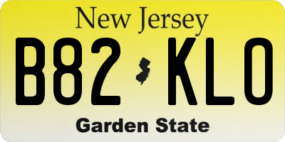 NJ license plate B82KLO