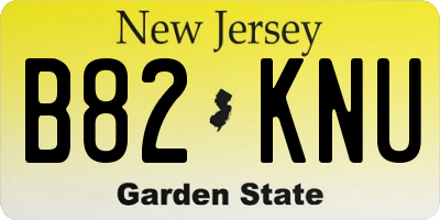 NJ license plate B82KNU