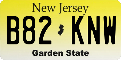 NJ license plate B82KNW