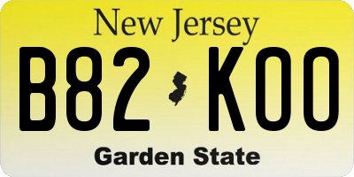 NJ license plate B82KOO