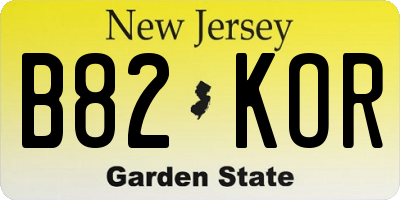 NJ license plate B82KOR