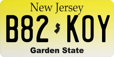 NJ license plate B82KOY