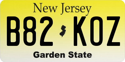 NJ license plate B82KOZ
