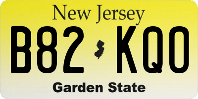 NJ license plate B82KQO