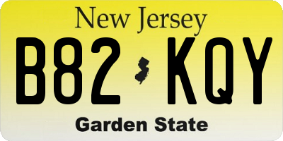 NJ license plate B82KQY