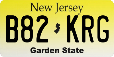NJ license plate B82KRG