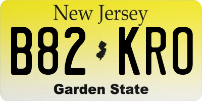 NJ license plate B82KRO